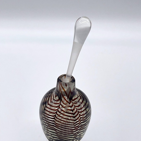 MICHAEL NOUROT GLASS ART STUDIO PULLED FEATHER PERFUME BOTTLE - Picture 4 of 6